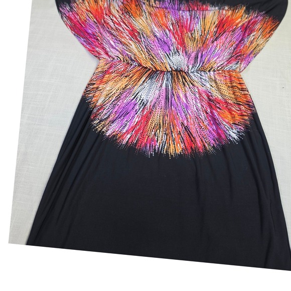 New York & Company Dresses & Skirts - New York & Company Abstract Sunburst Print Maxi Dress Black Orange Purple Large